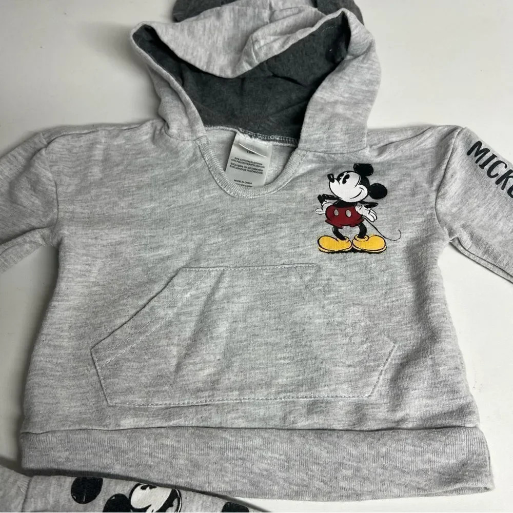 Disney Baby Mickey Mouse  Sweatpants And Hoodie Sweatshirt With Ears Size 12M
